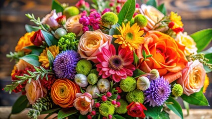 Obraz premium Fresh cut flowers in a beautiful bouquet arrangement with colorful blooms and lush greenery , bouquet, blooms, bouquet