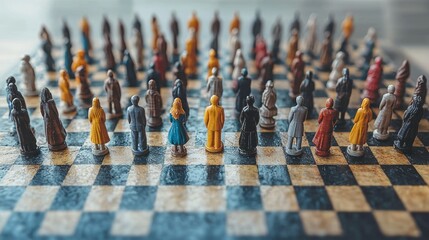 Diverse people chess game strategy meeting