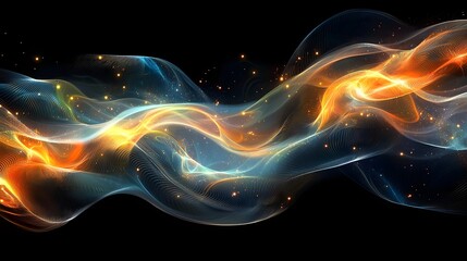 Mesmerizing abstract digital design featuring flowing undulating waves of vivid luminous light in a surreal futuristic cosmic landscape  The vibrant iridescent colors and dynamic