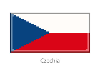 Vector illustration of the Czechia in pixel art or mosaic style on white background. Collection of flags of the countries of the world.