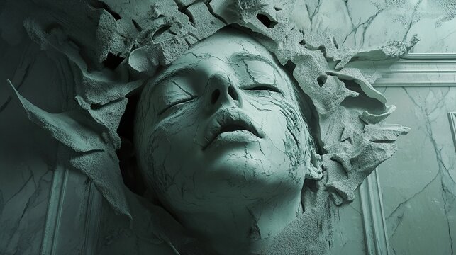 Weathered Stone Face: An Abstract Sculpture