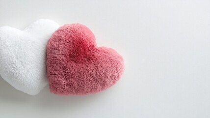 Obraz premium Red and white plush hearts on surface