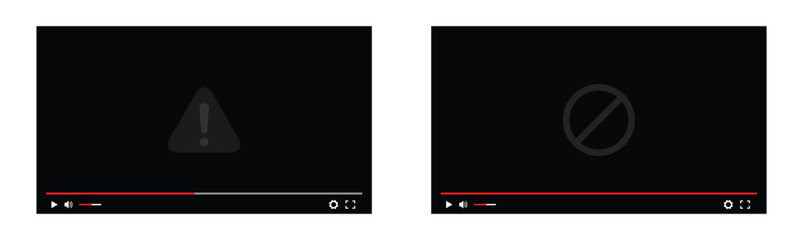 Video player screen error icon, vector illustration