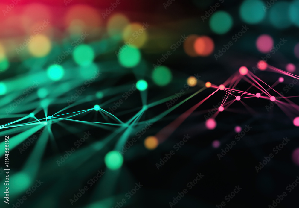 Poster dynamic network connections digital space abstract visualization virtual environment close-up techno