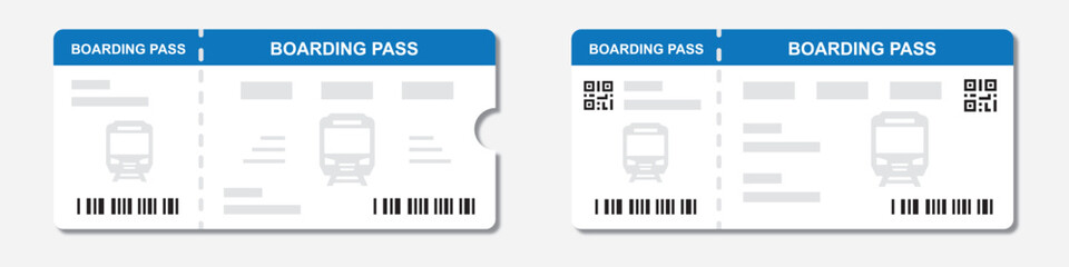 Train boarding pass ticket icon, vector illustration