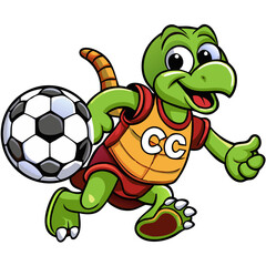 🎽🐢 Cute Football Mascot Illustration – High-Quality Sports Character Clipart ,🐢⚽ Cartoon Turtle Playing Soccer Vector – Free SVG & PNG for Sports Designs