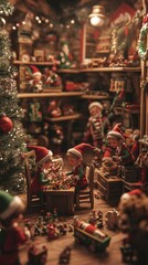 Christmas Elves Workshop: A Festive Miniature Scene