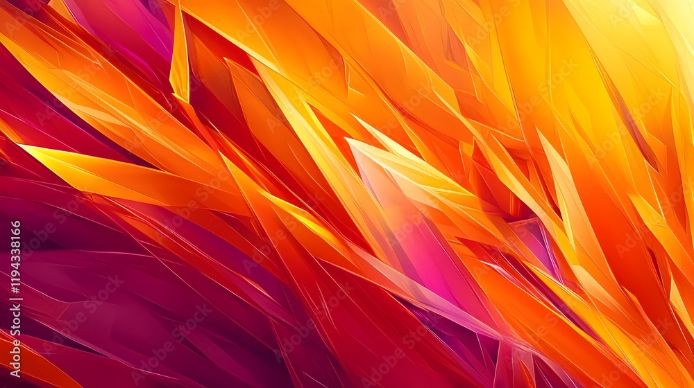 Poster captivating geometric abstract design of vibrant flames and shapes dynamic colorful digital with int