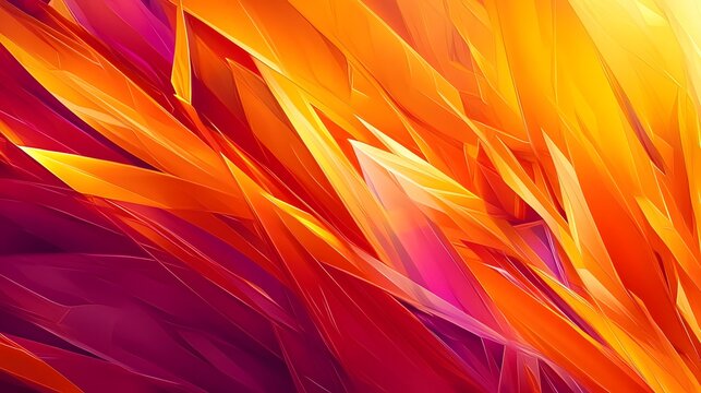 Captivating Geometric Abstract Design of Vibrant Flames and Shapes   Dynamic Colorful Digital with Intense Lines Gradients and Angular Polygons