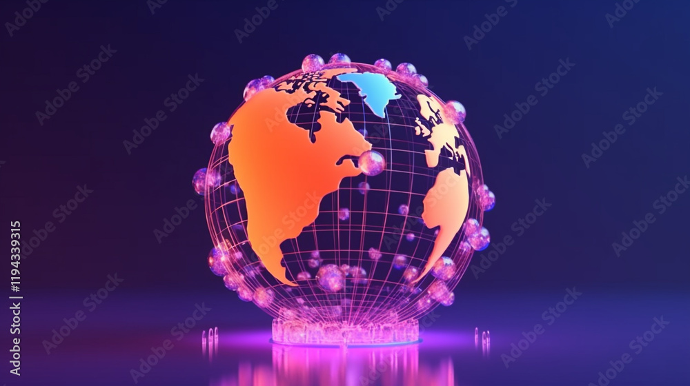 Poster big data analytics and business concept, world map point and line composition concept of global busi