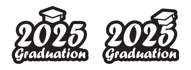 Graduation 2025 set icon, vector illustration