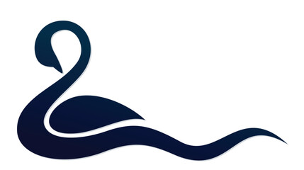 Obraz premium The symbol of stylized blue swan with wave. 