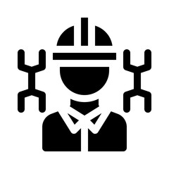 Construction worker glyph icon