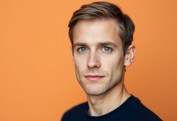 Fototapeta premium Western-style portrait of a male on a warm-toned background