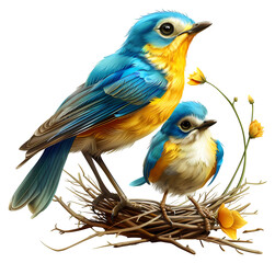 Fototapeta premium An image of two small birds perched on branches