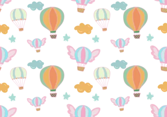 seamless pattern with balloons and flowers