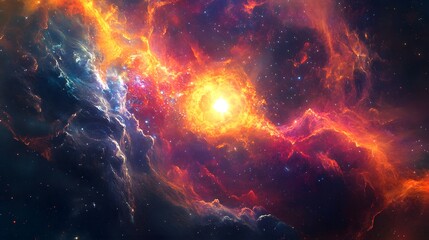 Fiery Nebula Cosmic Clouds and Stellar Brightness