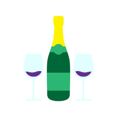 Champagne Bottle with Glasses