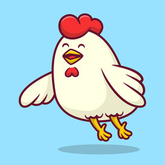 illustration cute cartoon white chicken