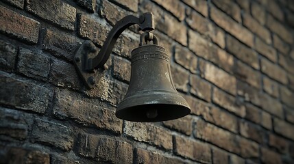 Fototapeta premium A bell hanging from a brick wall