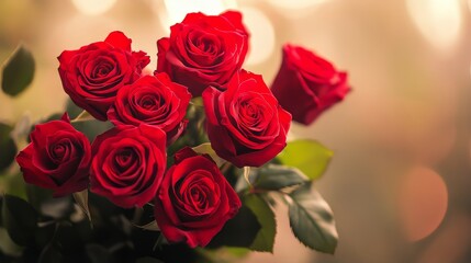 Obraz premium Man giving his amazed girlfriend bunch of red roses on Valentine's Day