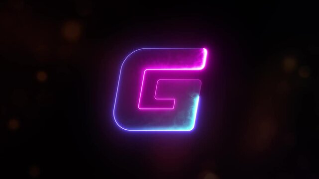 Glowing neon capital Latin alphabet G animation. English Language Letter G, Neon futuristic effect. Trendy font with glow lighting. Educational concepts