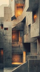 Fototapeta premium Concrete Labyrinth: Abstract Architectural Photography