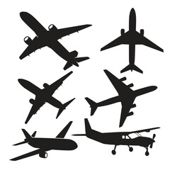 hand draw silhouette plane collection set