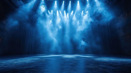 Naklejka premium Blue Stage Lights and Smoke
