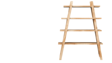 Blank wooden shelf concept. Wooden ladder on transparent background.