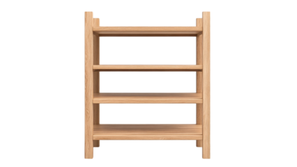 Blank wooden shelf concept. Wooden shelf with four open compartments for storage or display.