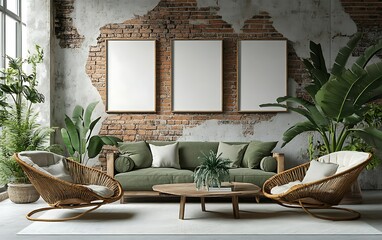 Tropical Living Room Interior Design Mockup (1)