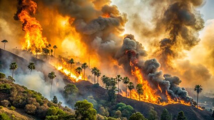 Dramatic Wildfire Consumes Forest and Palm Trees
