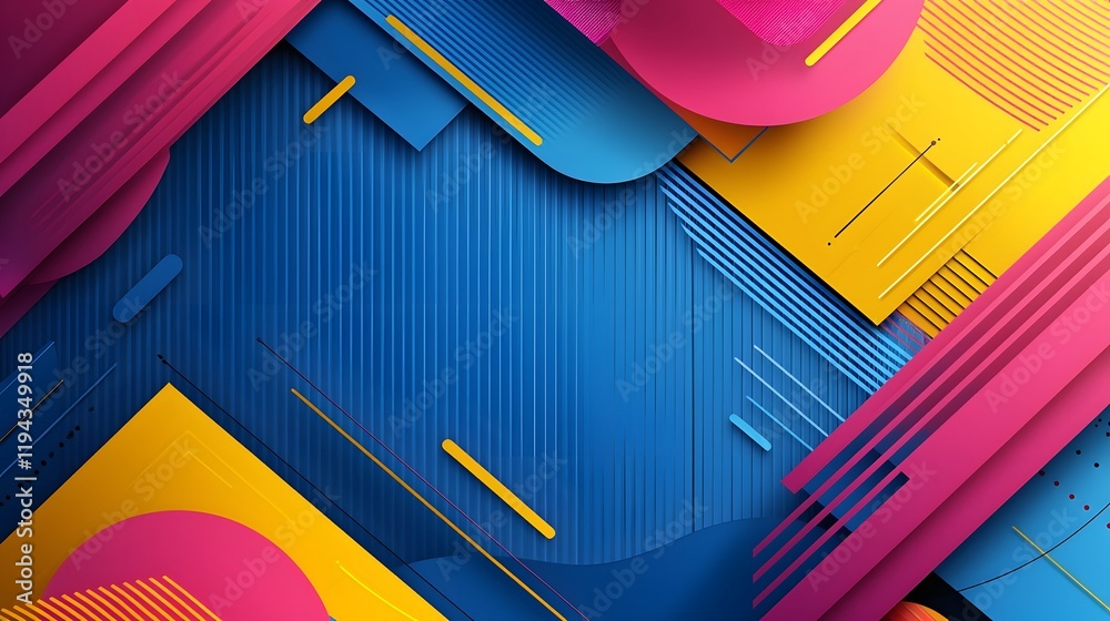 Poster vibrant and dynamic geometric abstract background with overlapping shapes layers and a colorful mode