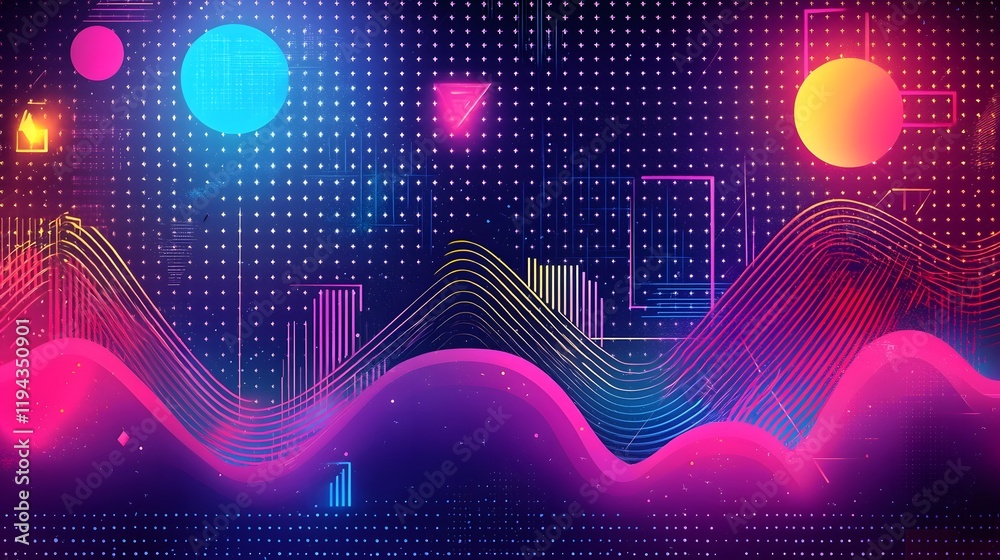 Poster captivating abstract digital art featuring a dynamic composition of sharp geometric lines vibrant ne