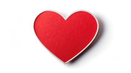 Obraz premium A delicate red heart shape sticker isolated on a white background , Valentine's Day decoration, heart-shaped sticker