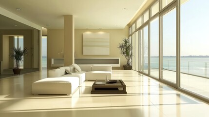Modern Coastal Living Room with Stunning Ocean View