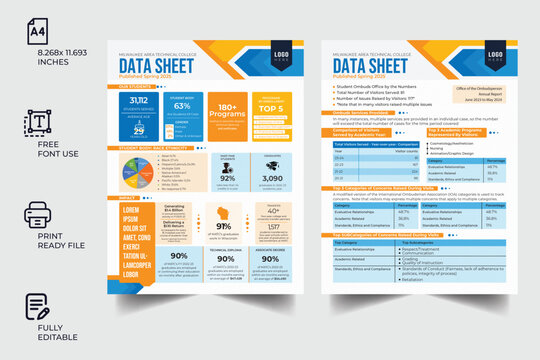 Technical Data Sheet layout template. Product Catalogue & modern a4 product catalog design template, Minimalist product brochure template design, A4 flyer, corporate flyer, business flyer, catalog