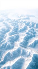Fototapeta premium Aerial View of Serene Winter Landscape Snow Covered Hills and Valleys