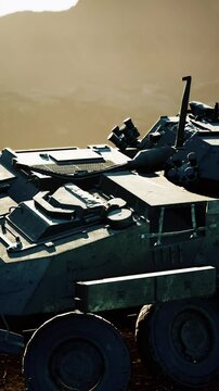 old military vehicle in Afghanistan mountains