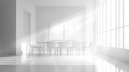 Obraz premium Sunlit Minimalist Dining Room Interior Design
