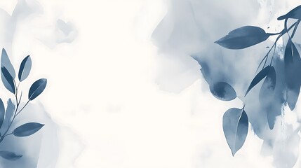 Serene Blue Watercolor Leaves and Branches Design