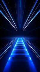 Fototapeta premium Digital technology blue and black grid future tunnel poster background