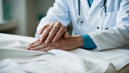Doctor offering compassionate care during a patient consultation in a clinical setting