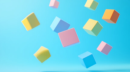 Floating colorful geometric cubes
