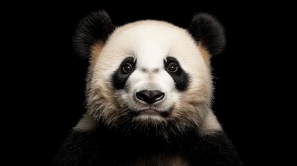 Obraz premium Charming Portrait of a Giant Panda Against a Solid Background Capturing Its Natural Expression and Unique Features