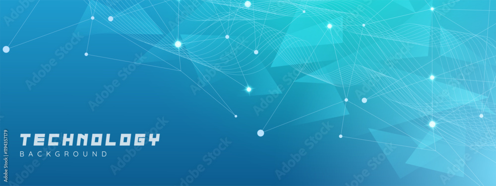Wall mural abstract futuristic technology background with geometric shapes, data connection lines. shining tech