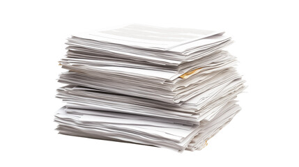 High Stack of Paper Documents on a transparent background