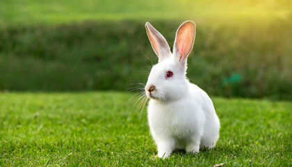 Obraz premium 可愛くてキュートな白いうさぎ。ウサギのイメージ画像。A cute and adorable white rabbit. Image of a rabbit.