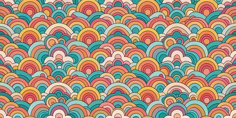 Abstract Colorful Concentric Circles Pattern Design with Retro Vibes and Vivid Hues for Textile and Decoration Projects